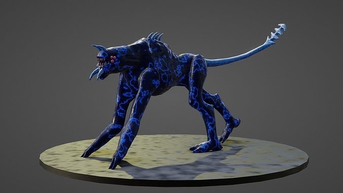 Alien dog creature  Low-poly 3D model