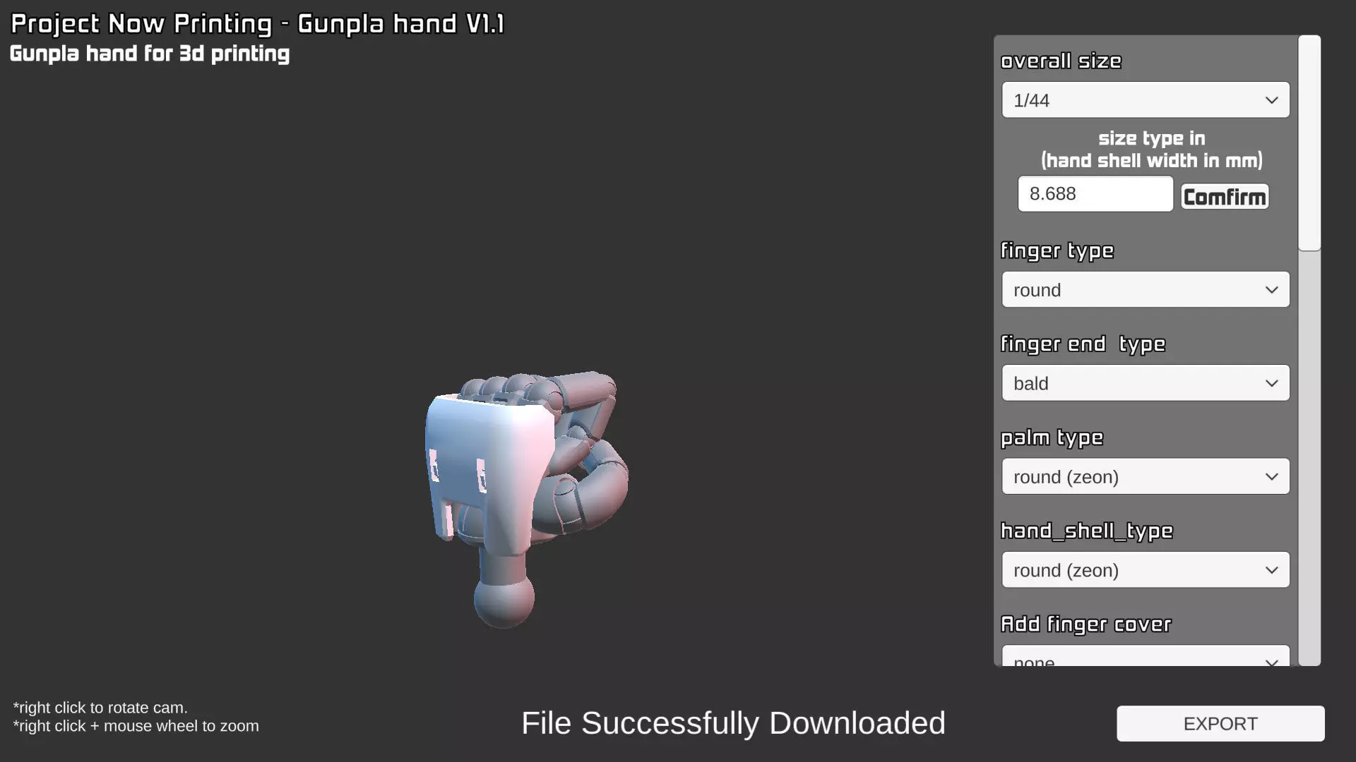 Gunpla hand Free 3D print model