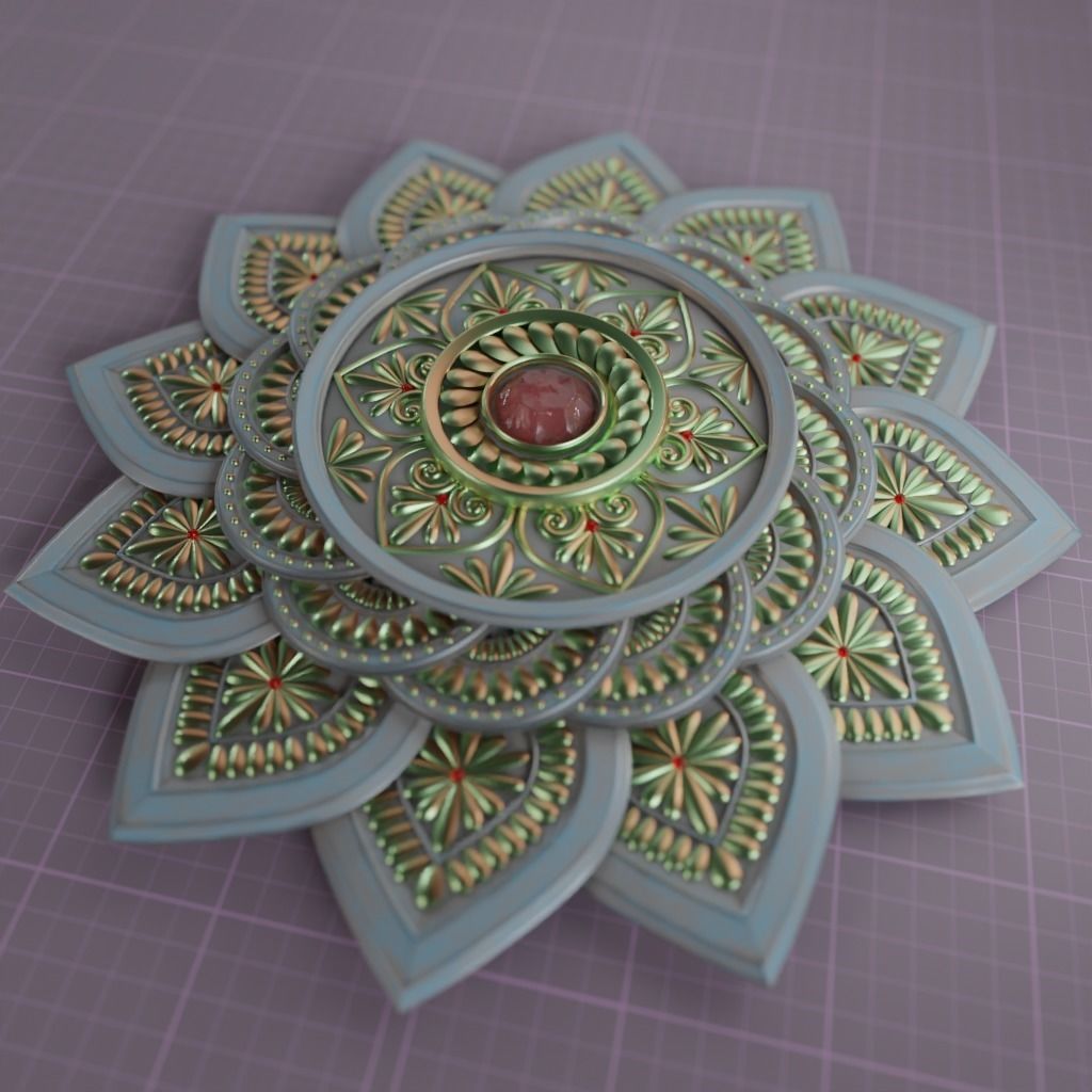 Mandala 3D with Blender Files Advanced Procedural Material 3D model_5