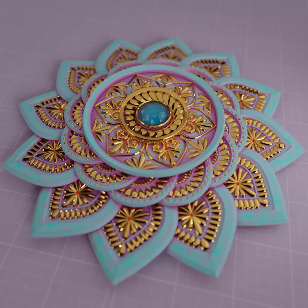 Mandala 3D with Blender Files Advanced Procedural Material 3D model_0