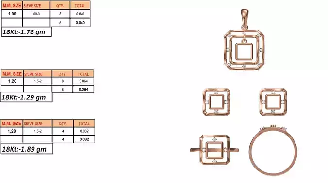 Light Weight Ring Pendant Earring Set STL OBJ FBX JCD Details