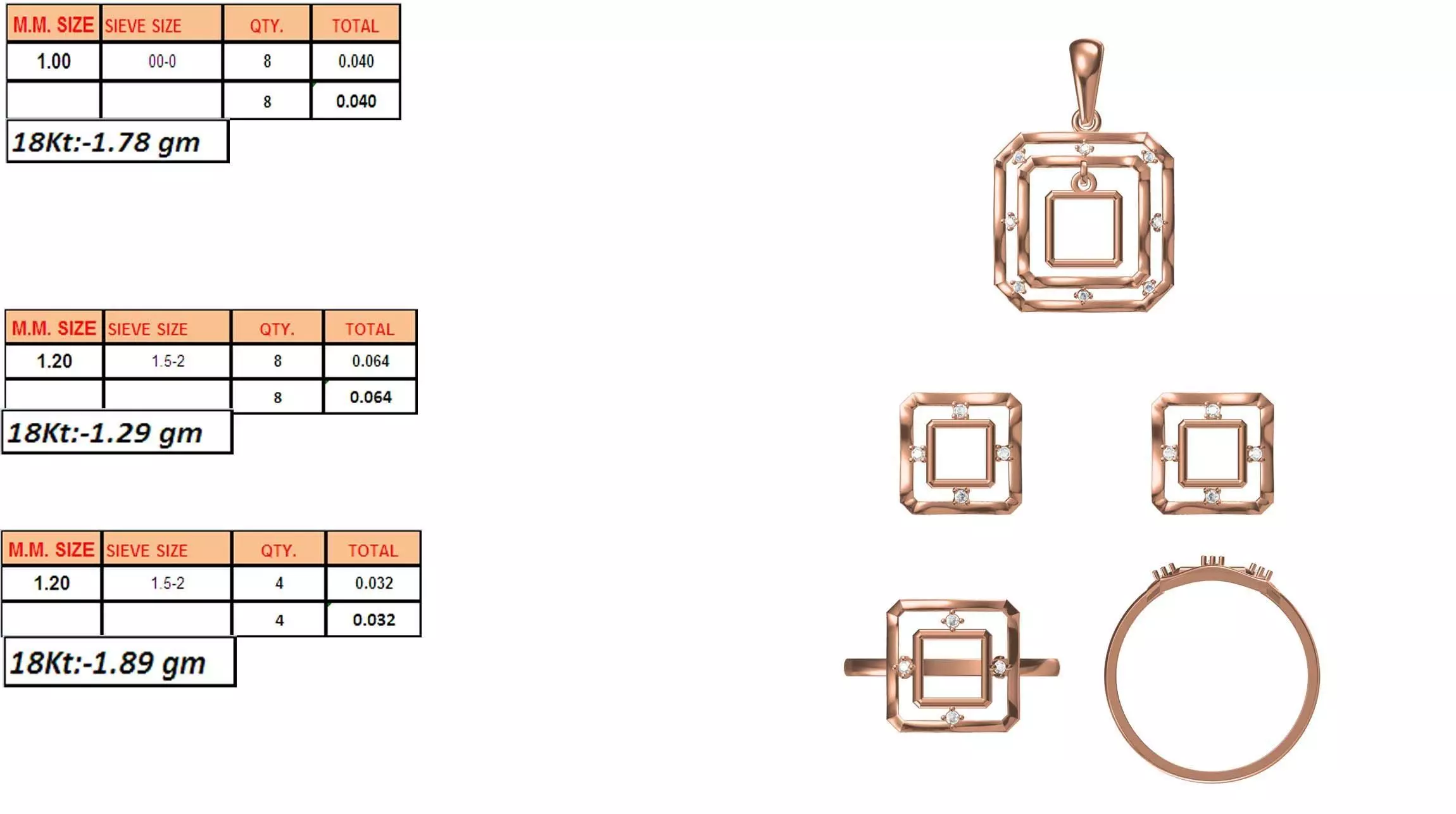 Light Weight Ring Pendant Earring Set STL OBJ FBX JCD Details 3D print model_0