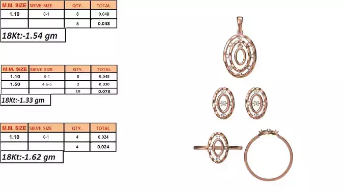 Light Weight Ring Pendant Earring Set STL OBJ FBX JCD Details