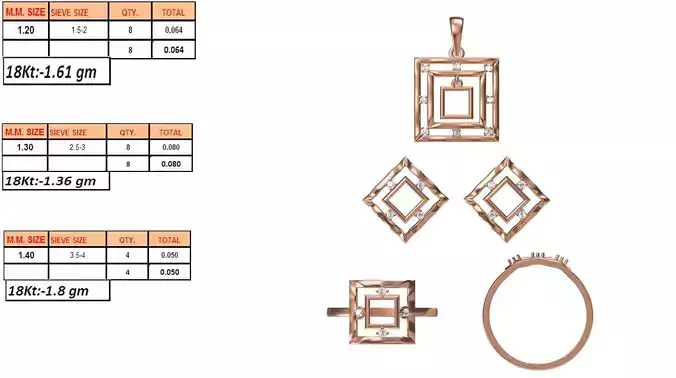 Light Weight Ring Pendant Earring Set STL OBJ FBX JCD Details