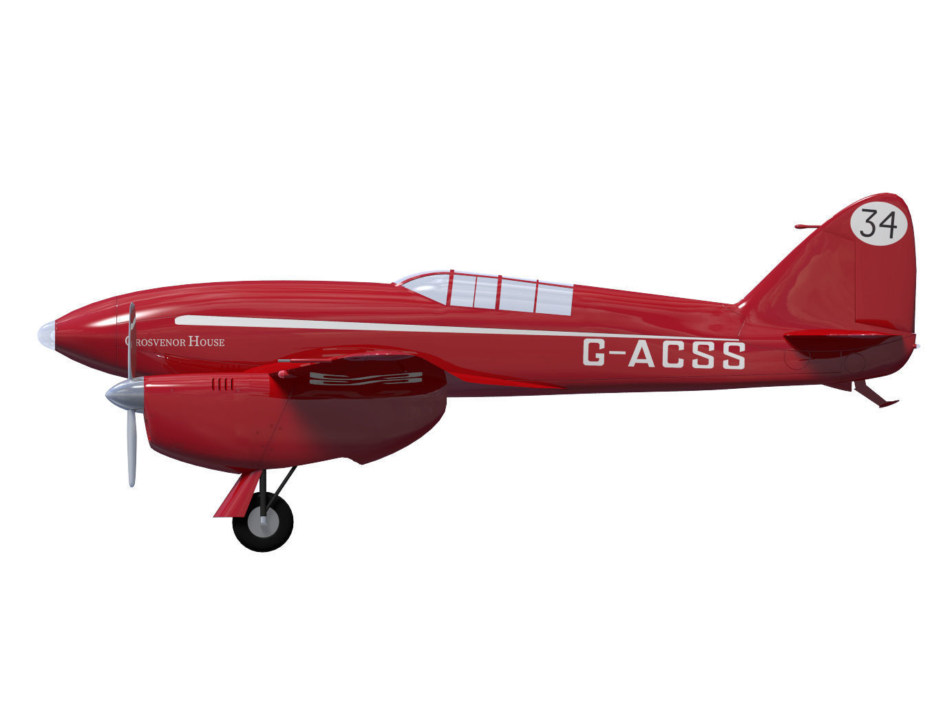 de Havilland DH88 Comet 3D model_8