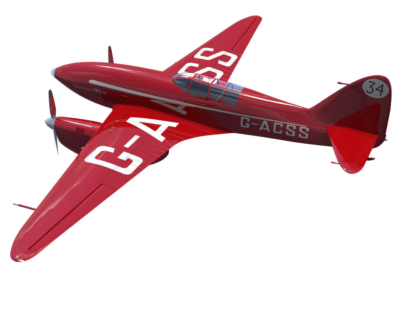 de Havilland DH88 Comet 3D model_1