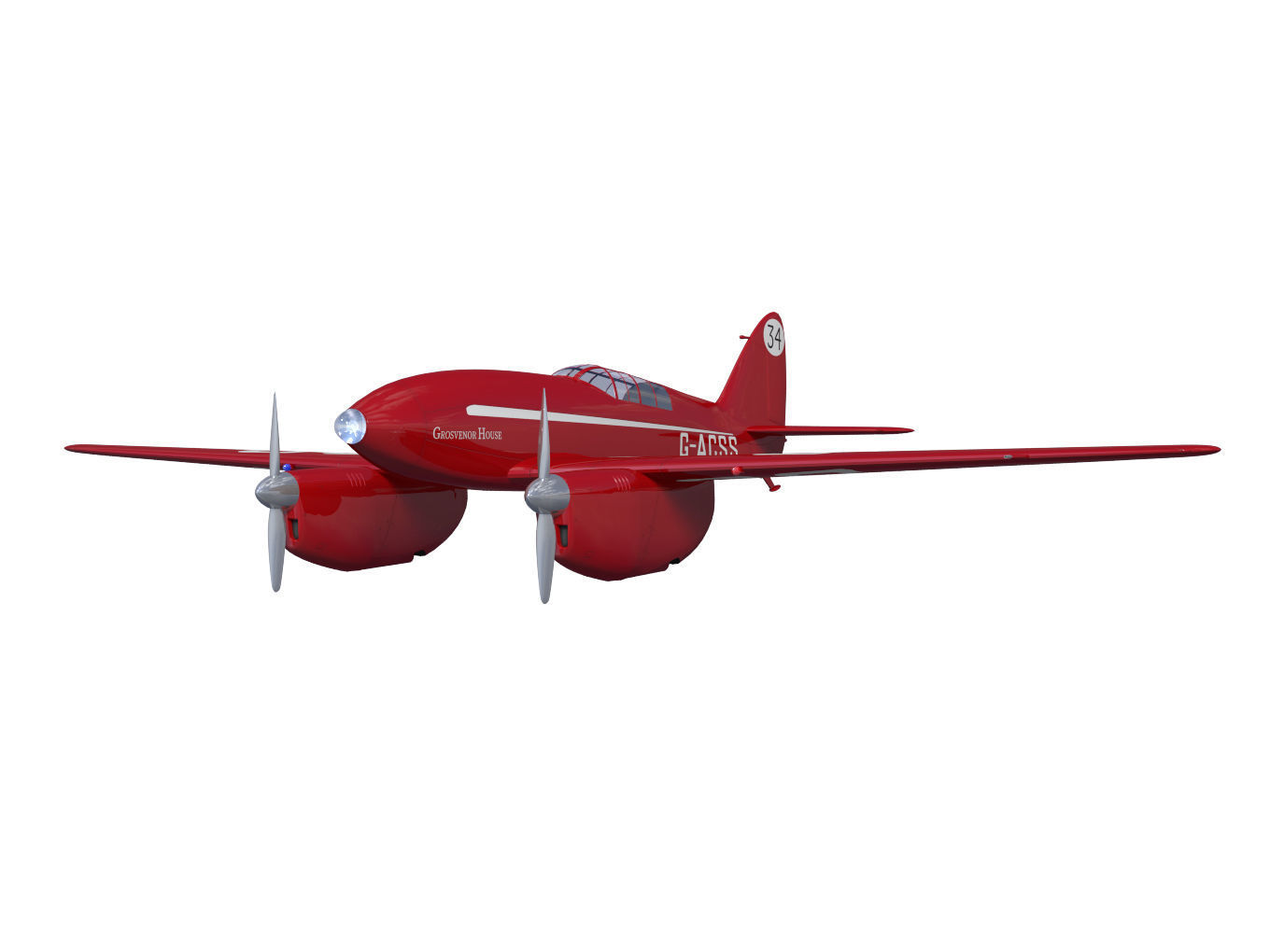 de Havilland DH88 Comet 3D model_4