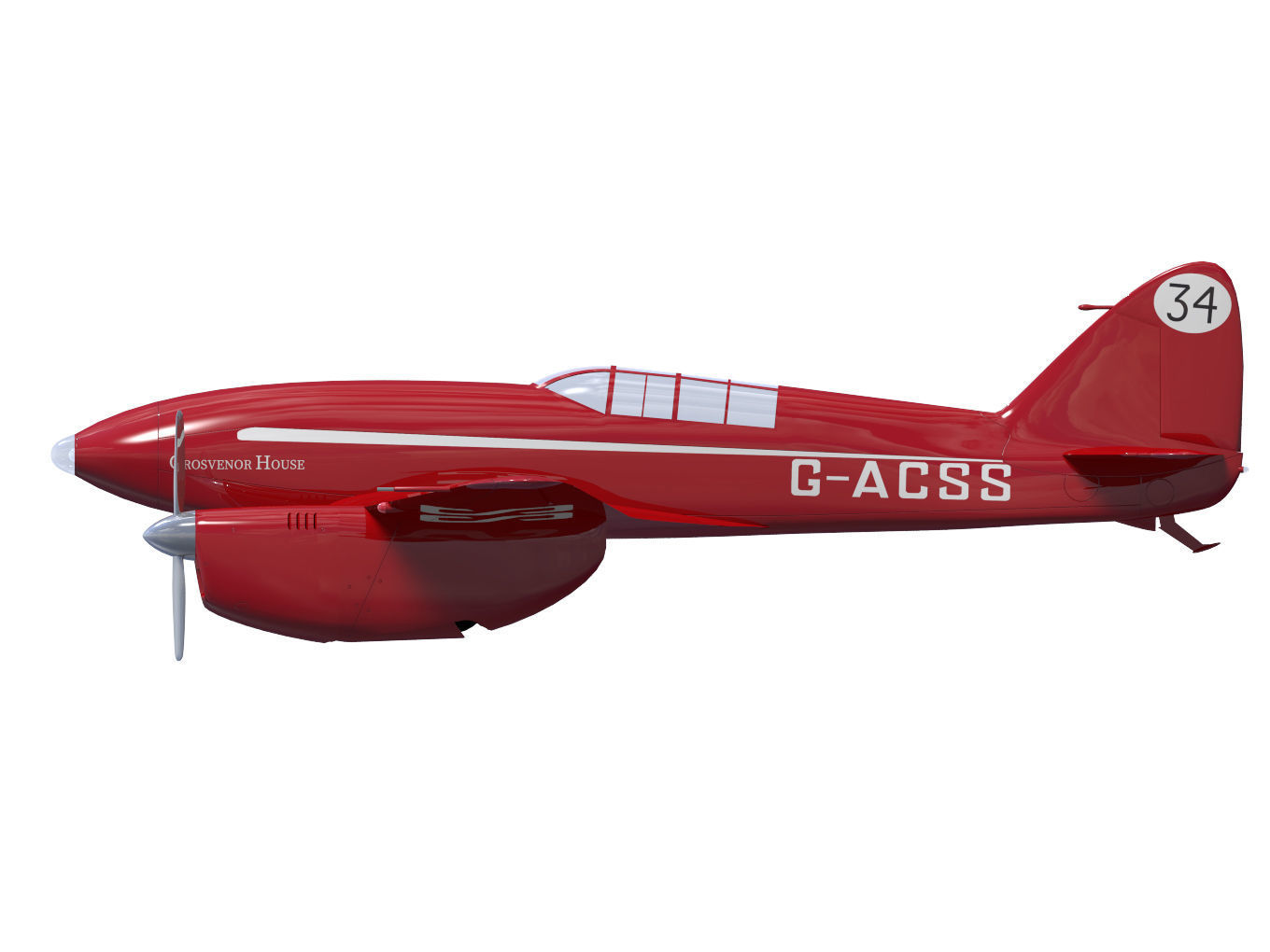 de Havilland DH88 Comet 3D model_7