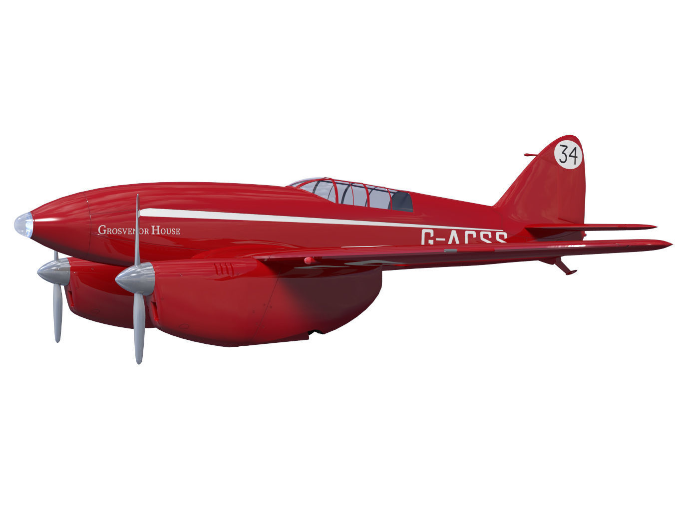de Havilland DH88 Comet 3D model_2
