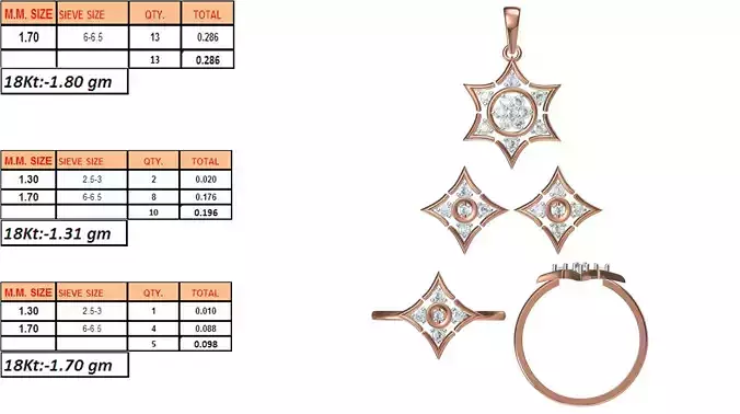 Light Weight Ring Pendant Earring Set STL OBJ FBX JCD Details