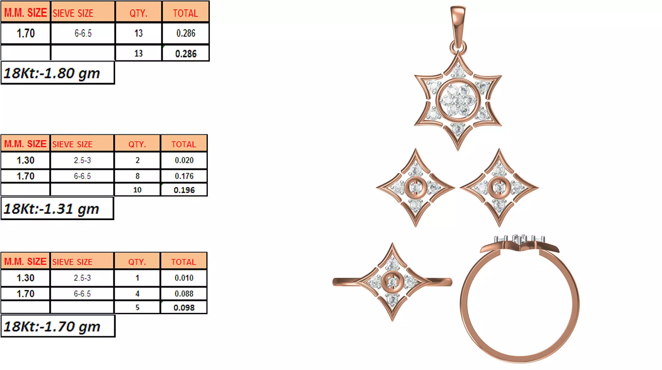 Light Weight Ring Pendant Earring Set STL OBJ FBX JCD Details 3D print model_0