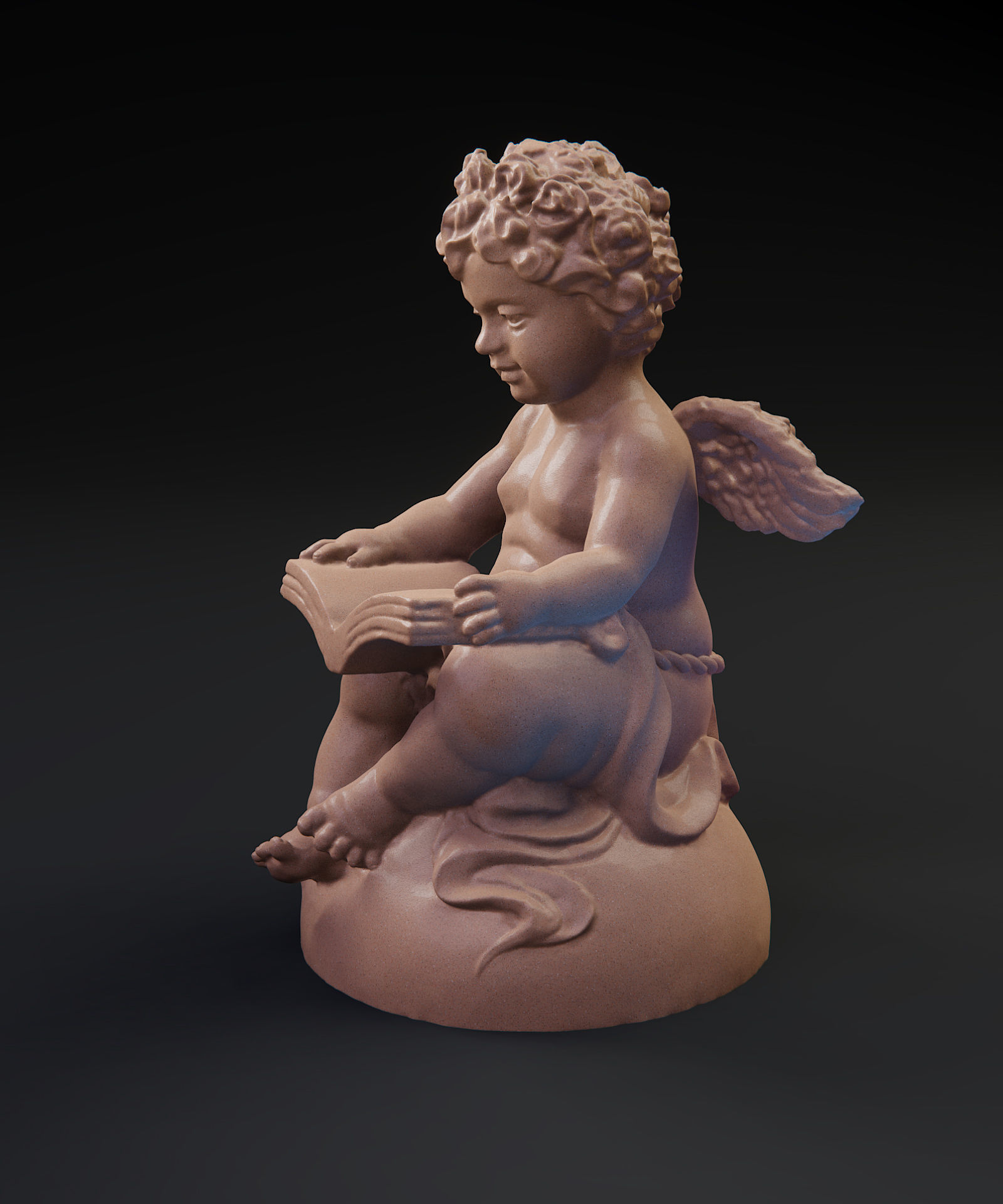 Angel reading a book 3D print model_2