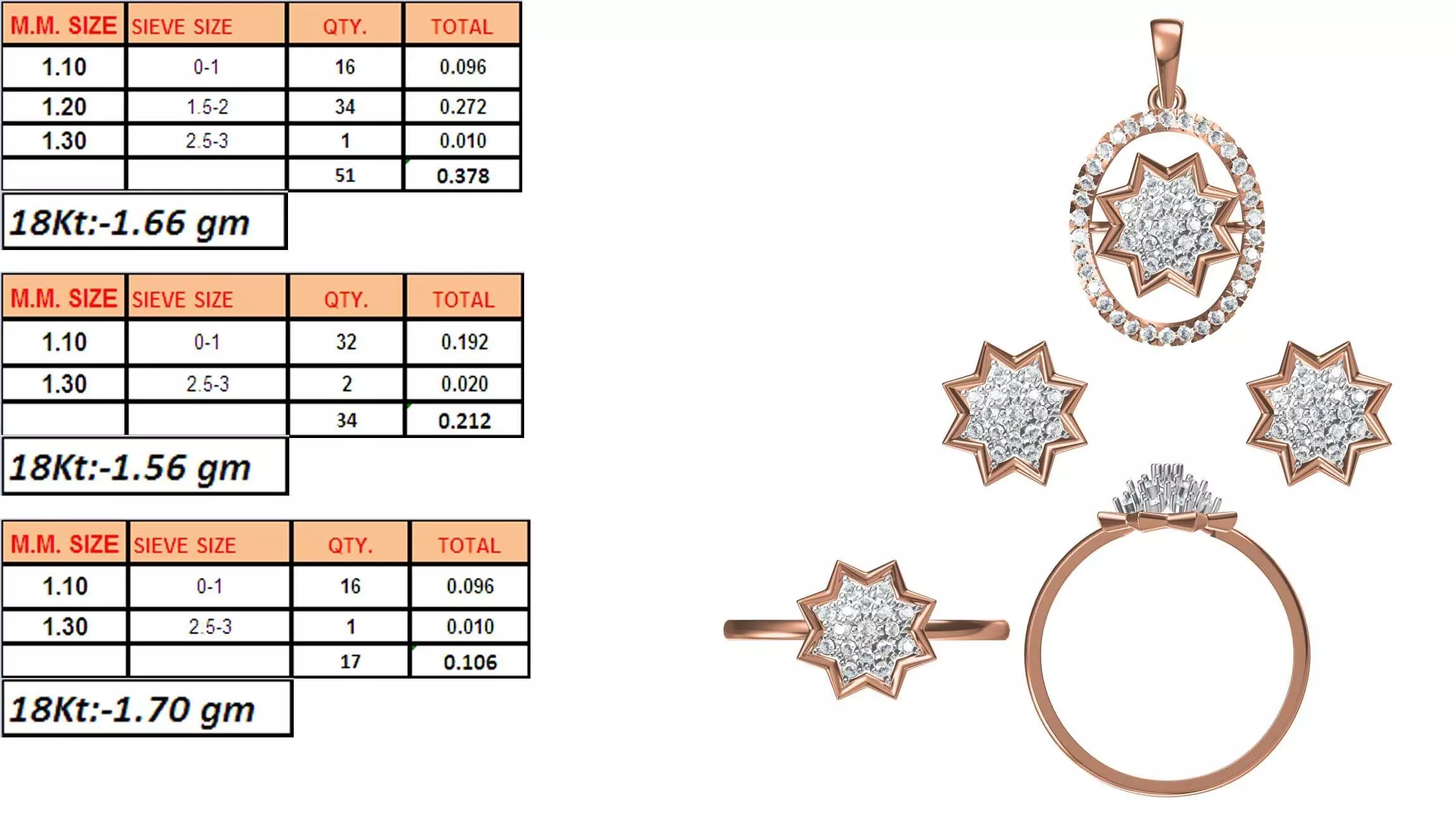 Light Weight Ring Pendant Earring Set STL OBJ FBX JCD Details 3D print model_0