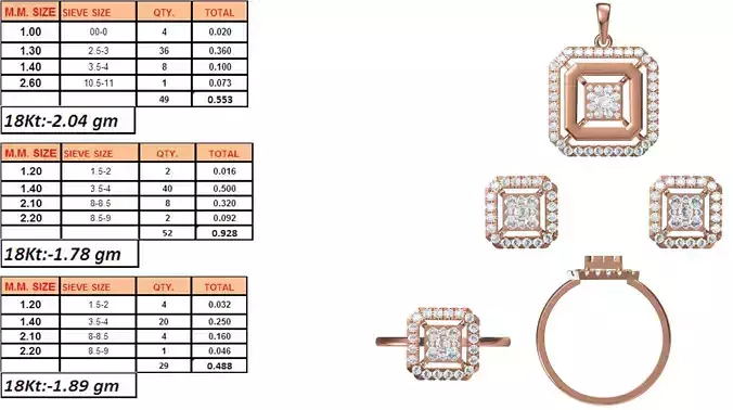 Light Weight Ring Pendant Earring Set STL OBJ FBX JCD Details