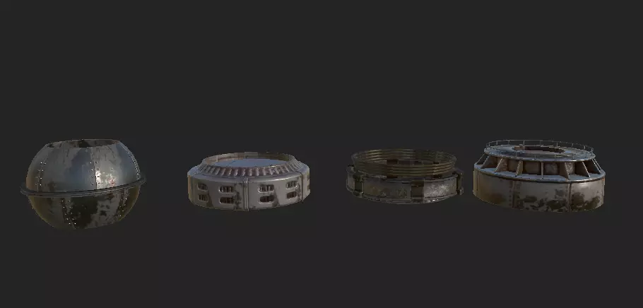 Metal Dome Low-poly 3D model_0