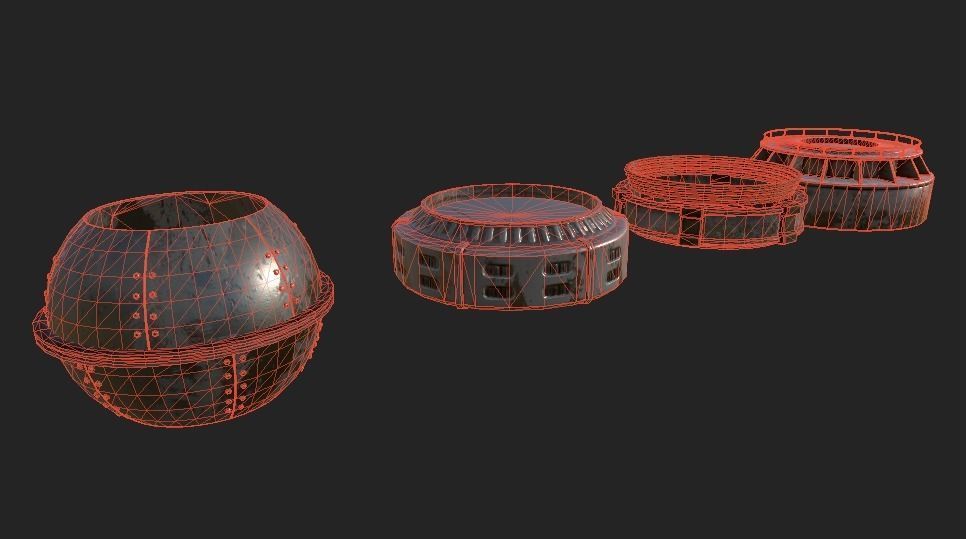 Metal Dome Low-poly 3D model_5