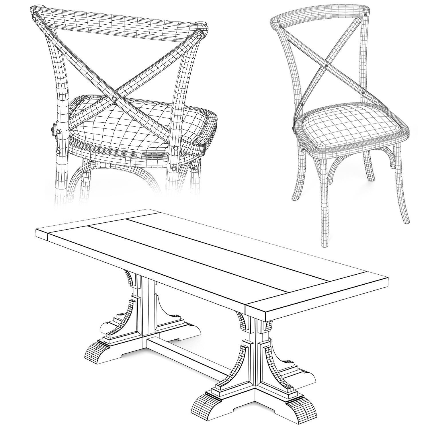 Dining set 10 3D model_5
