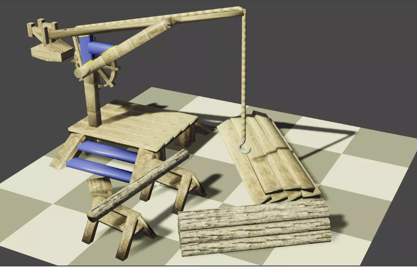 Sawmill Low-poly 3D model_0