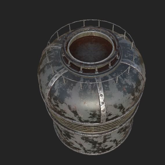 Metal Tank Low-poly 3D model_2
