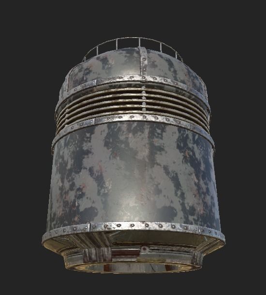 Metal Tank Low-poly 3D model_3