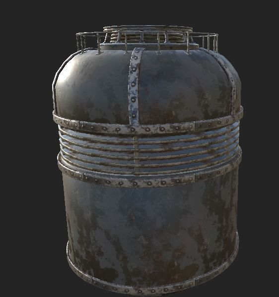 Metal Tank Low-poly 3D model_4