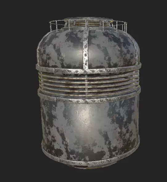 Metal Tank Low-poly 3D model_0