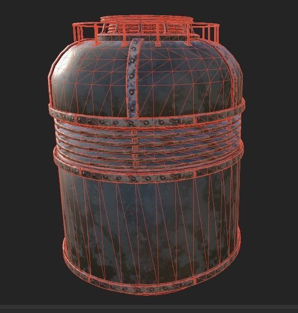 Metal Tank Low-poly 3D model_5