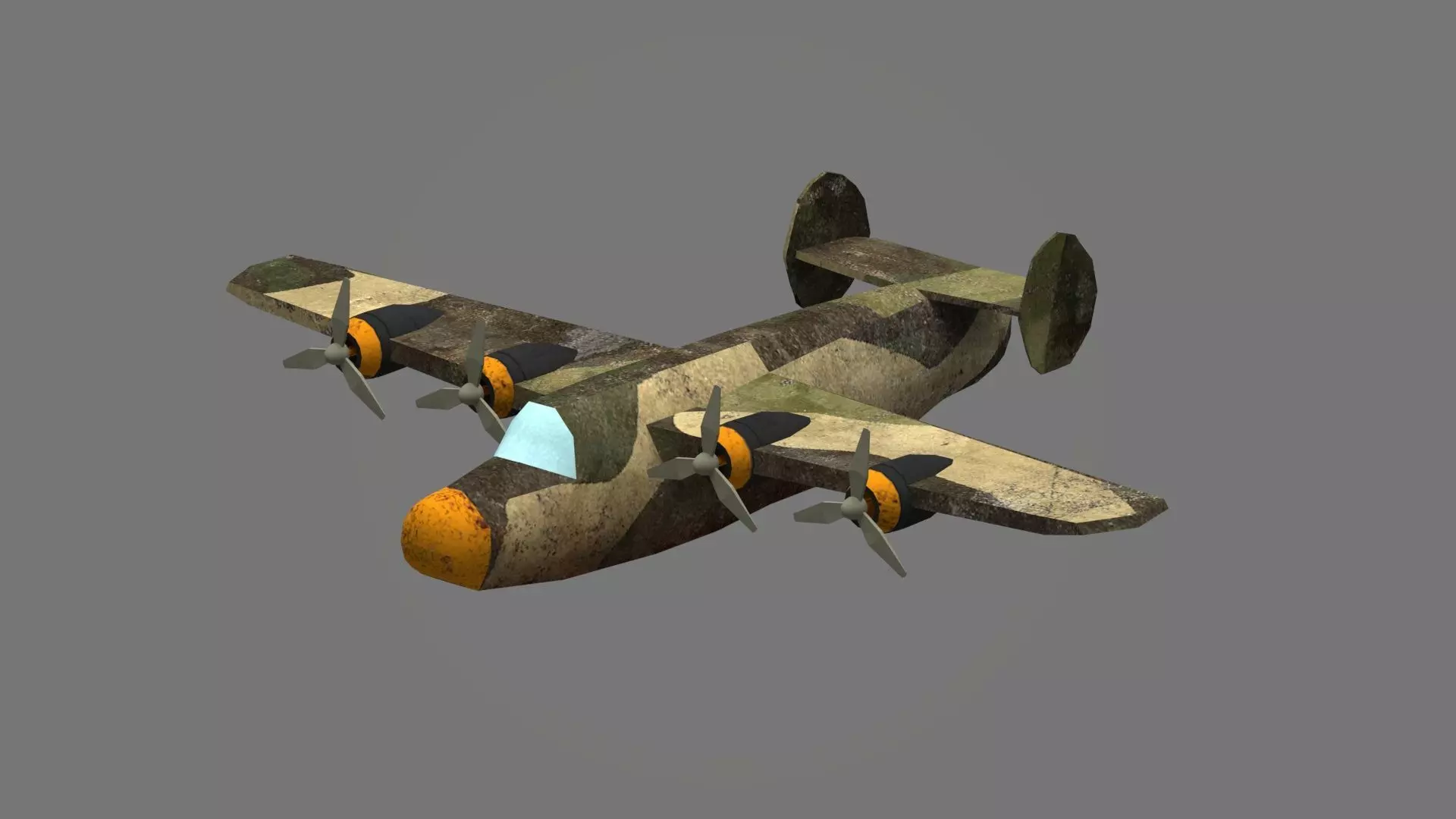 Bomber B25 Low Poly 3d Model Low-poly 3D model_0