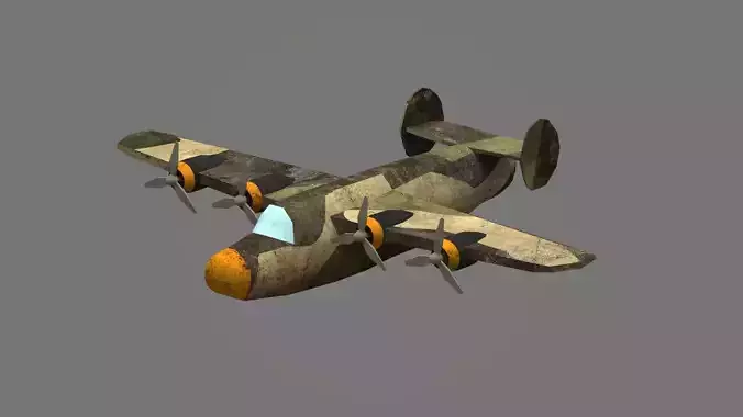 Bomber B25 Low Poly 3d Model