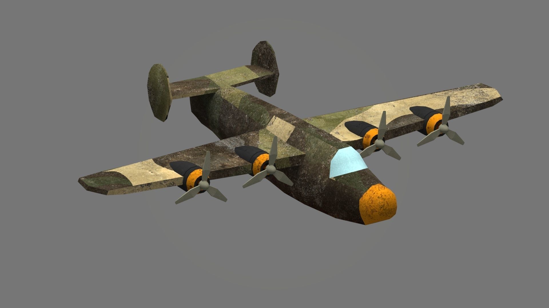 Bomber B25 Low Poly 3d Model Low-poly 3D model_1