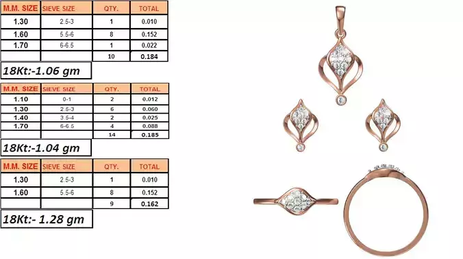 Light Weight Ring Pendant Earring Set STL OBJ FBX JCD Details