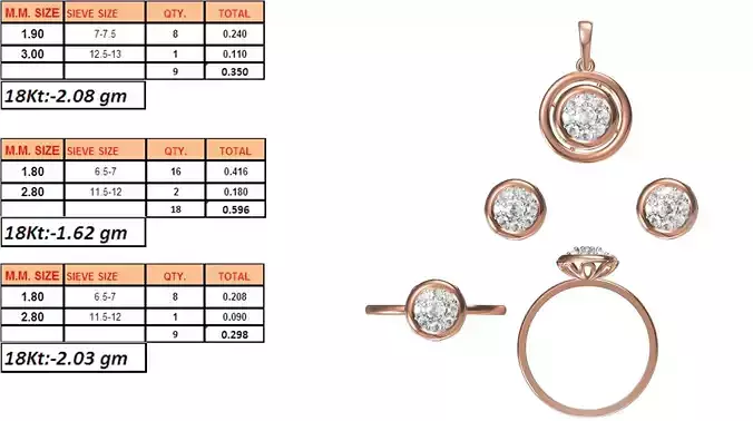 Light Weight Ring Pendant Earring Set STL OBJ FBX JCD Details 3D print model