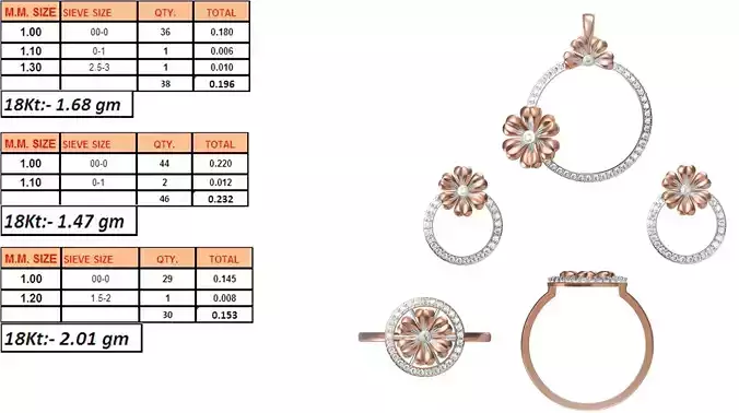 Light Weight Ring Pendant Earring Set STL OBJ FBX JCD Details
