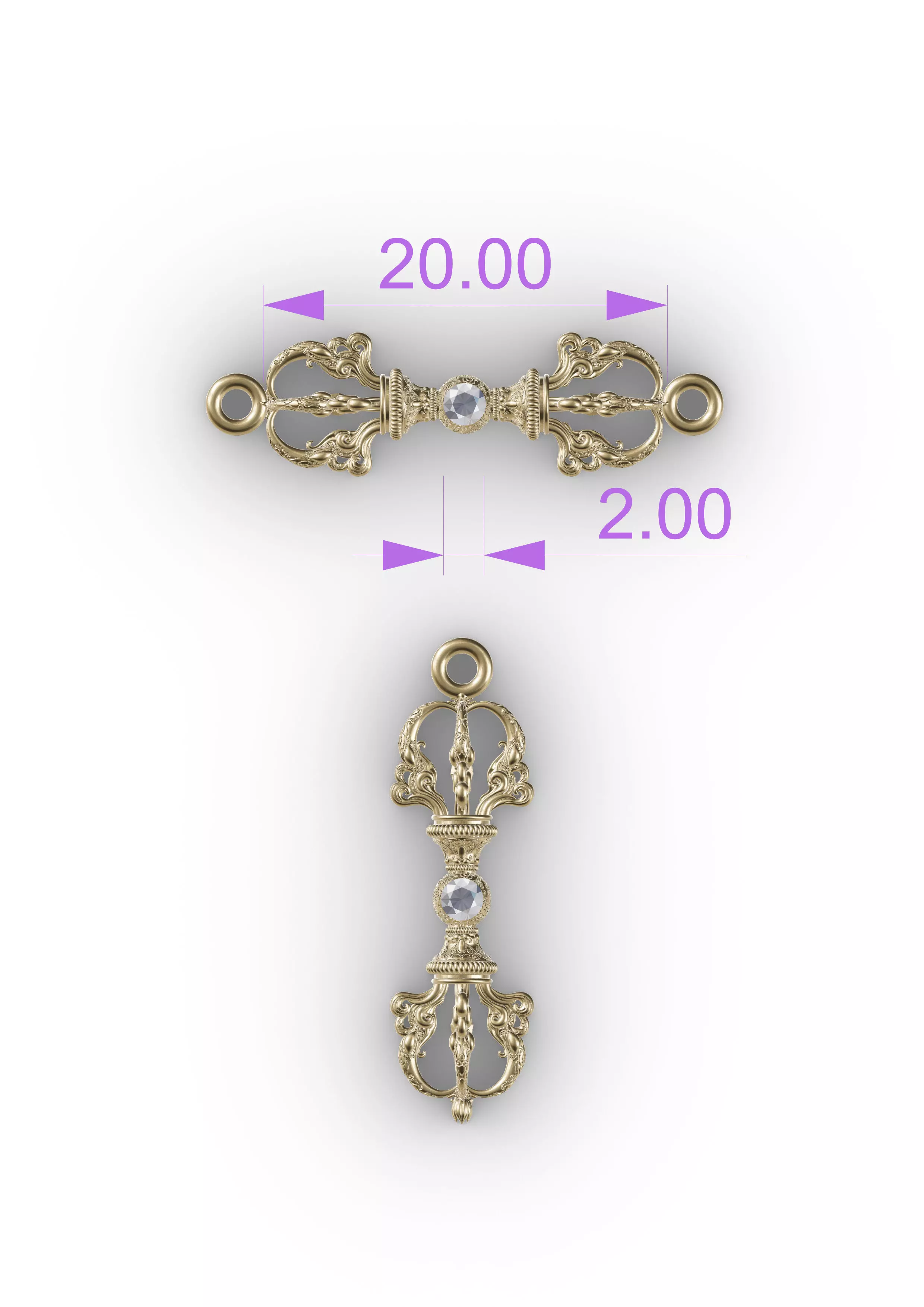 VAJRA COMPONEN PENDANT AND BRAC 3D print model_0