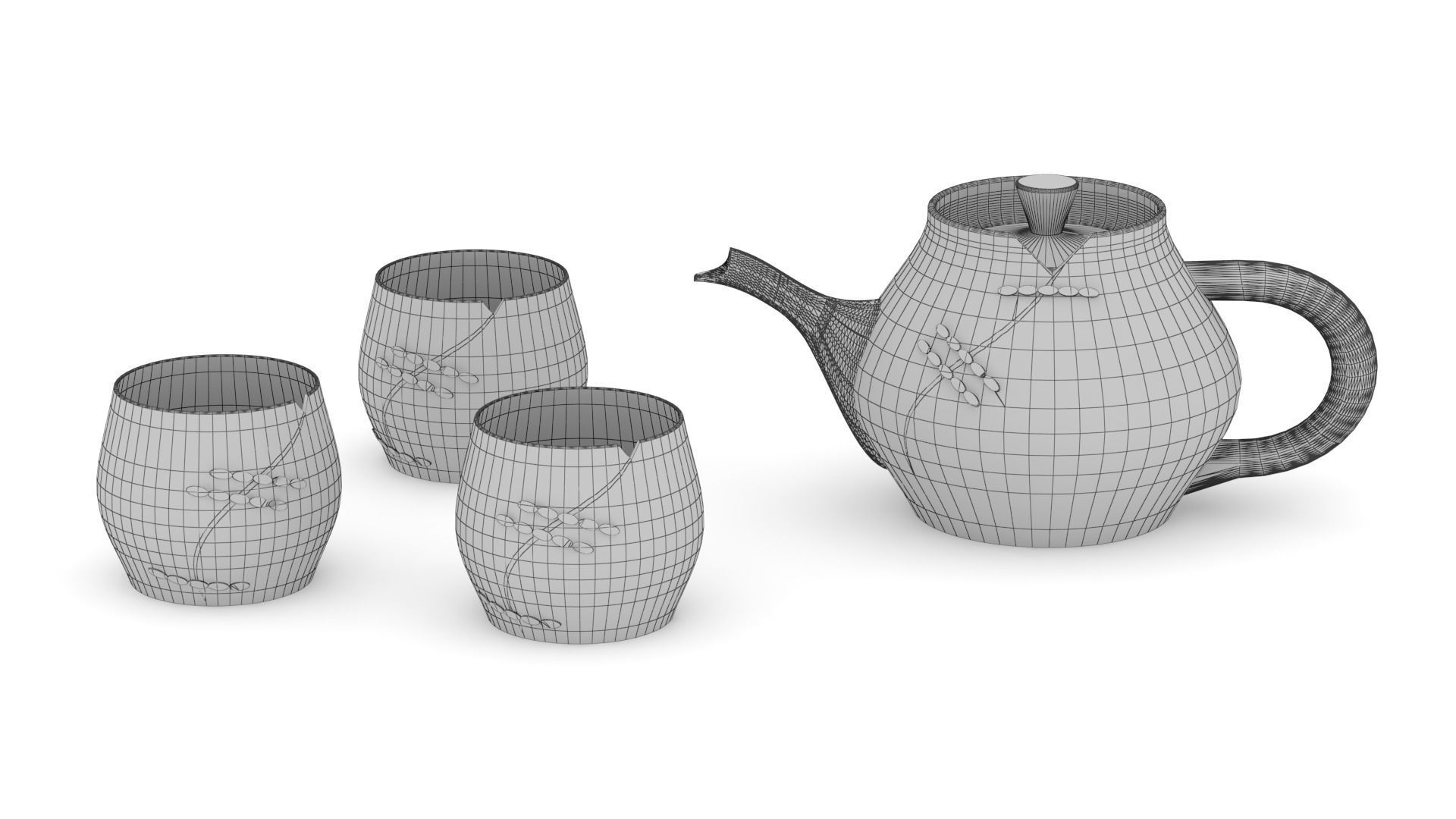 Chinese tea set 3D model_9