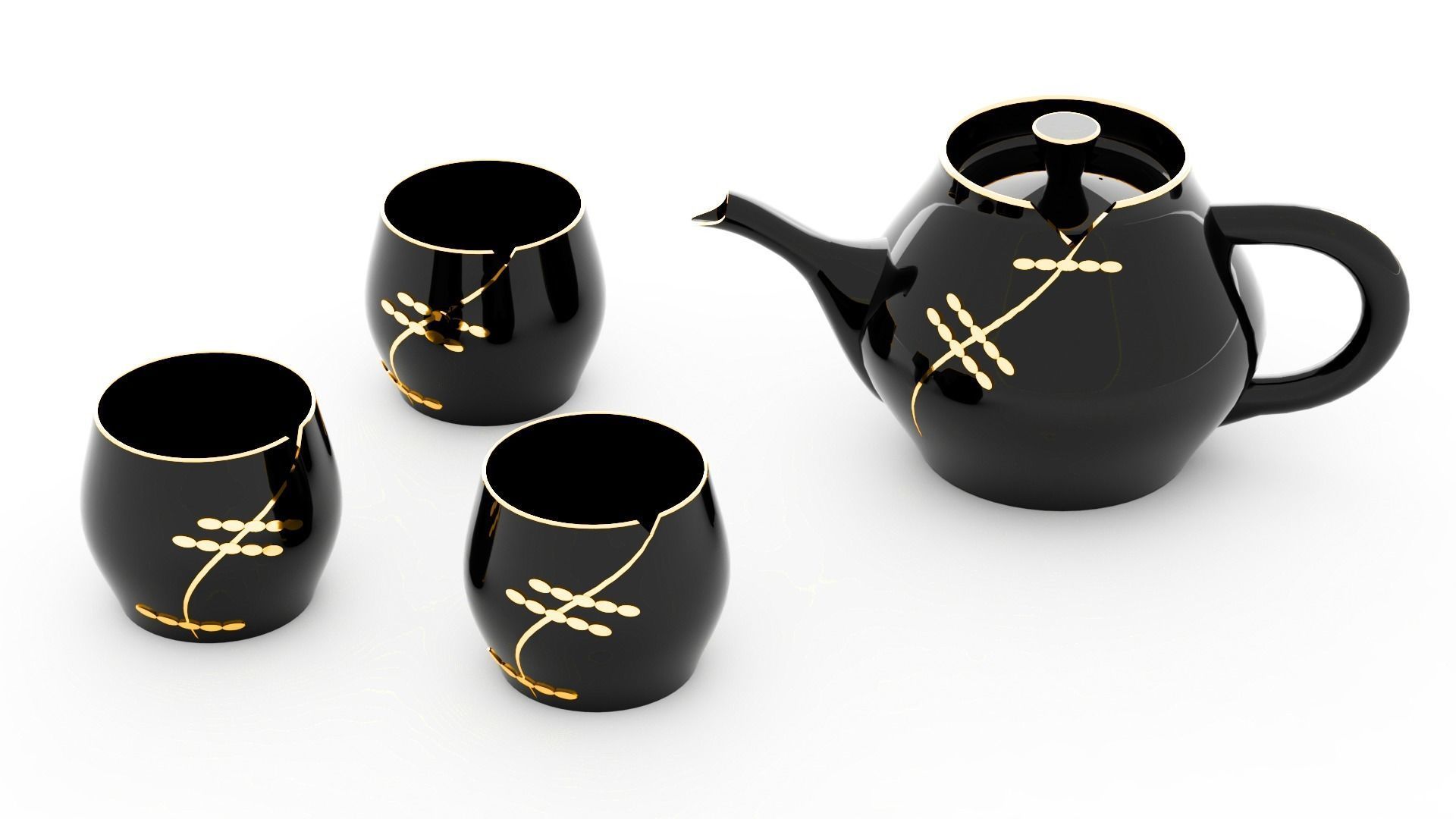 Chinese tea set 3D model_6