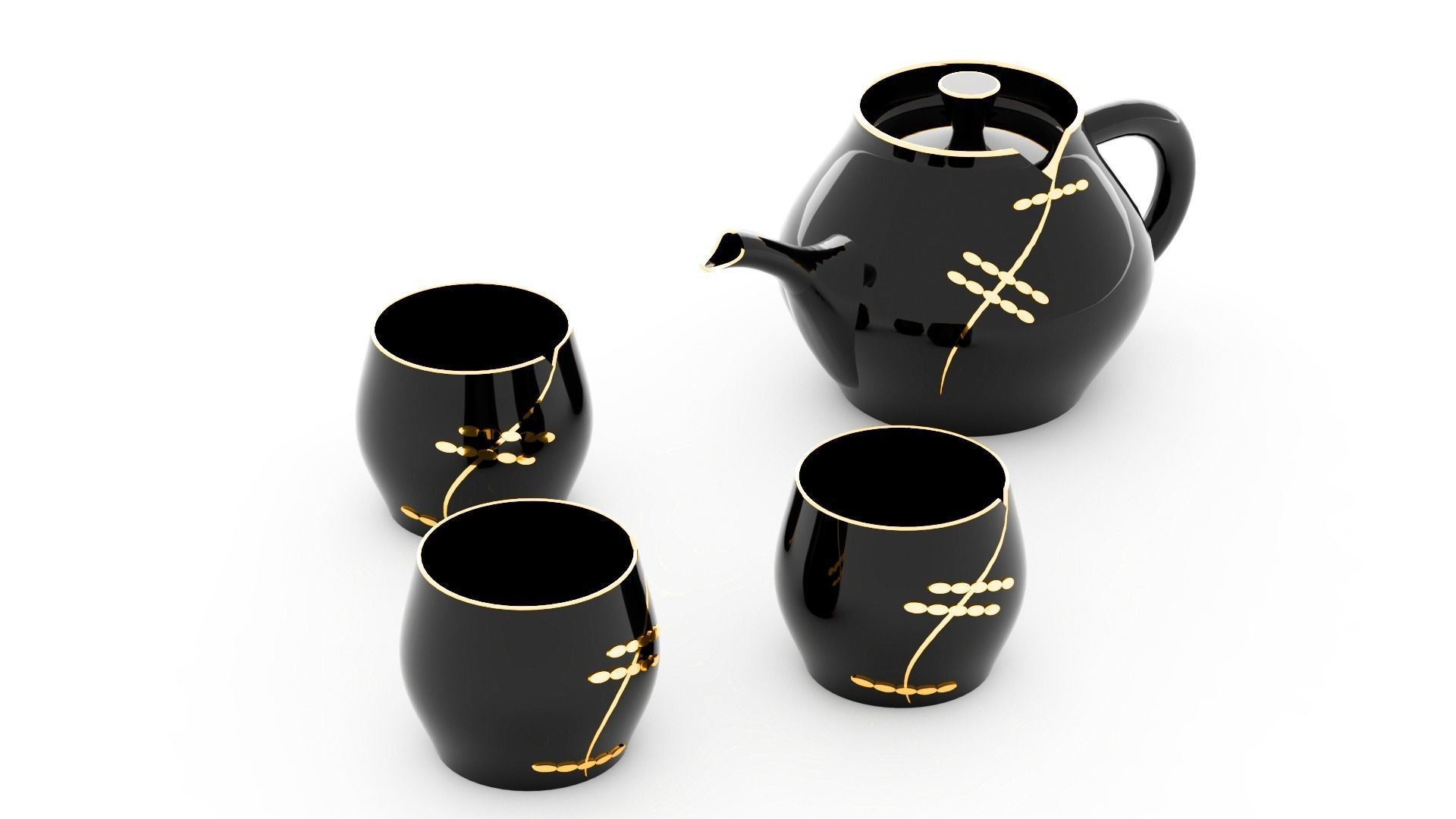 Chinese tea set 3D model_7