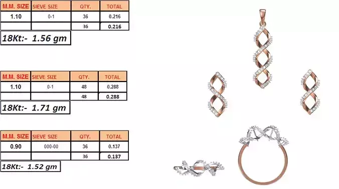 Light Weight Ring Pendant Earring Set STL OBJ FBX JCD Details