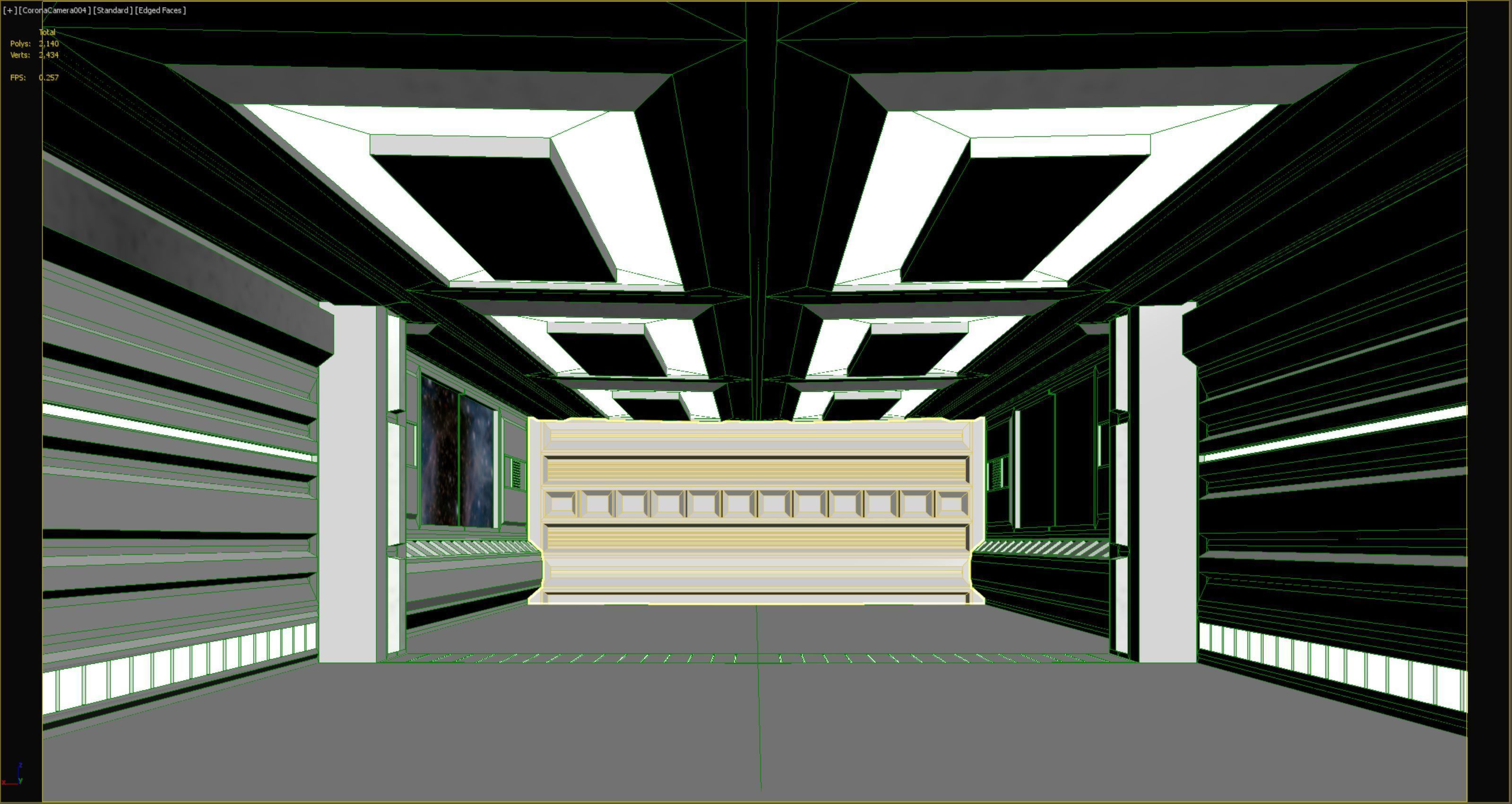 low poly spaceship interior hall Low-poly 3D model_9