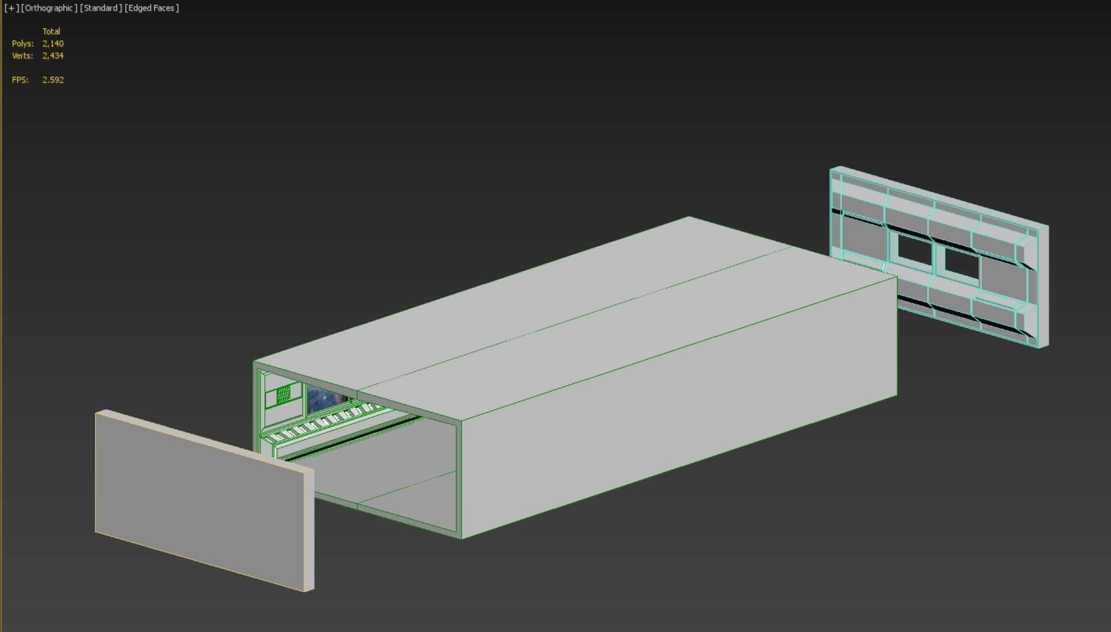 low poly spaceship interior hall Low-poly 3D model_11