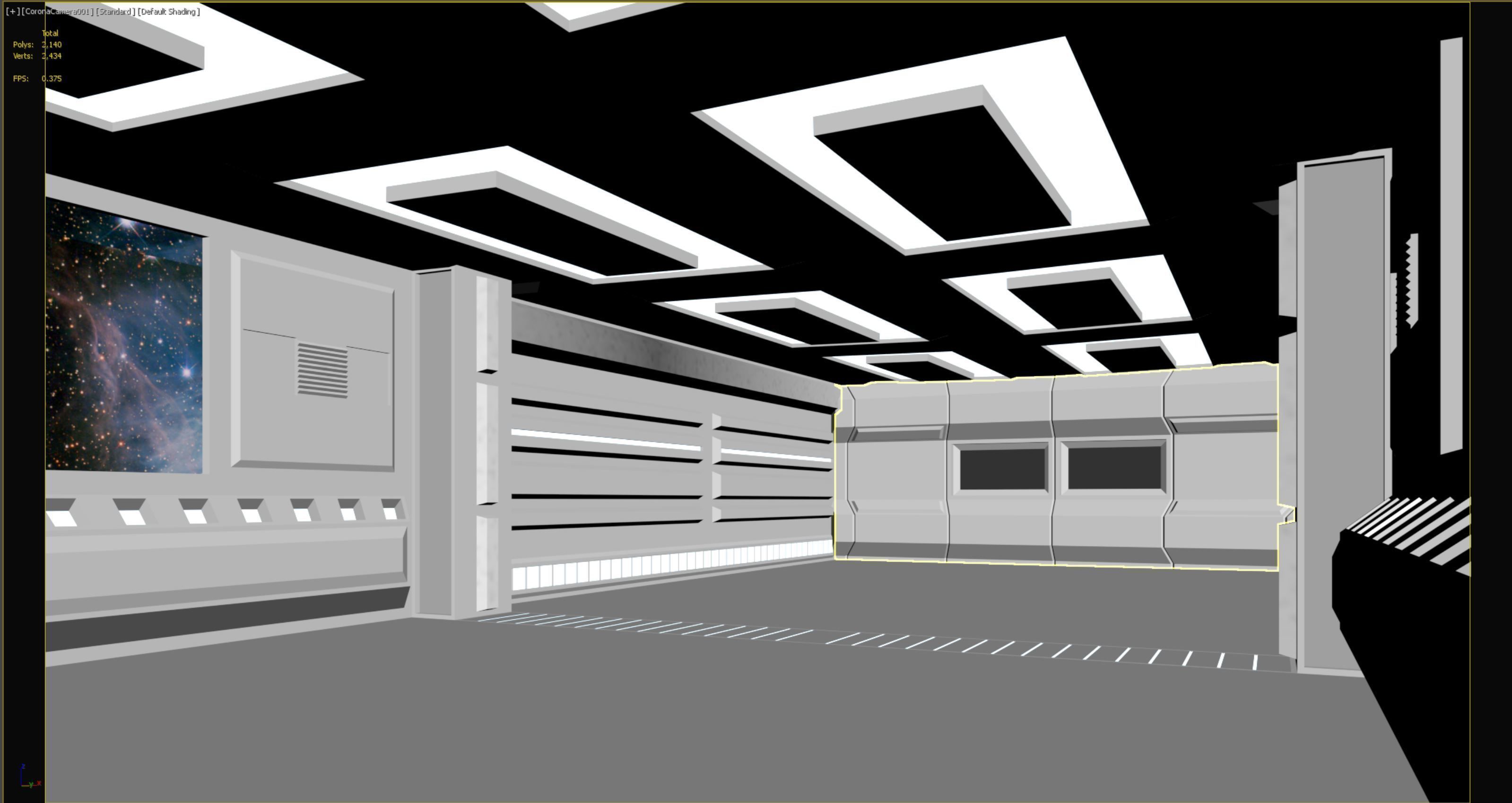 low poly spaceship interior hall Low-poly 3D model_7
