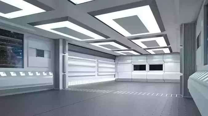 low poly spaceship interior hall Low-poly 3D model low poly spaceship interior hall Low-poly 3D model