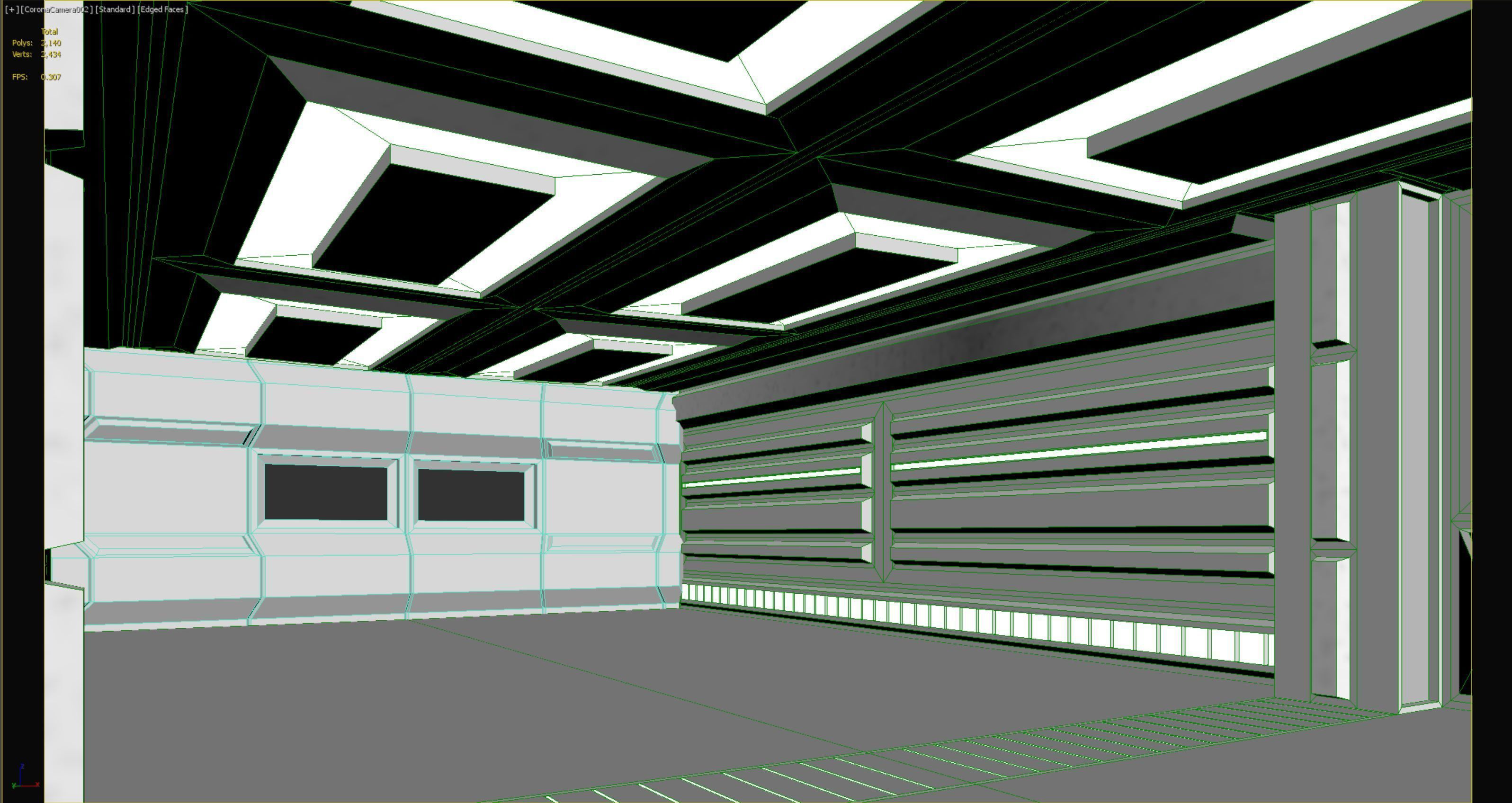 low poly spaceship interior hall Low-poly 3D model_8