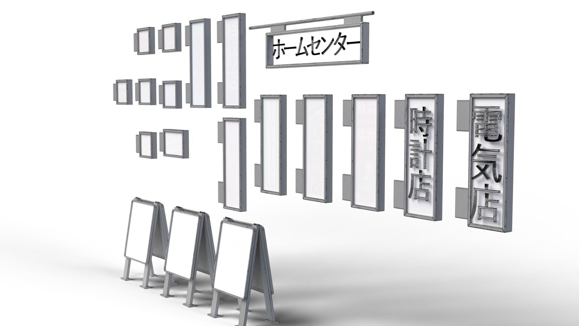 Japanese Neon Signs Low-poly 3D model_5