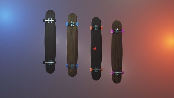 Rigged Longboard Free 3D model