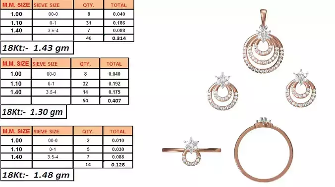 Light Weight Ring Pendant Earring Set STL OBJ FBX JCD Details