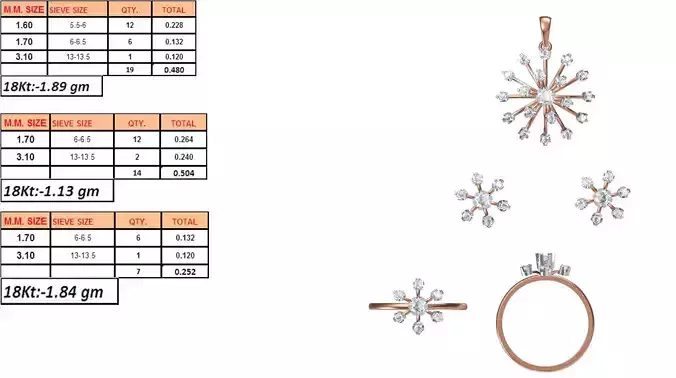 Light Weight Ring Pendant Earring Set STL OBJ FBX JCD Details