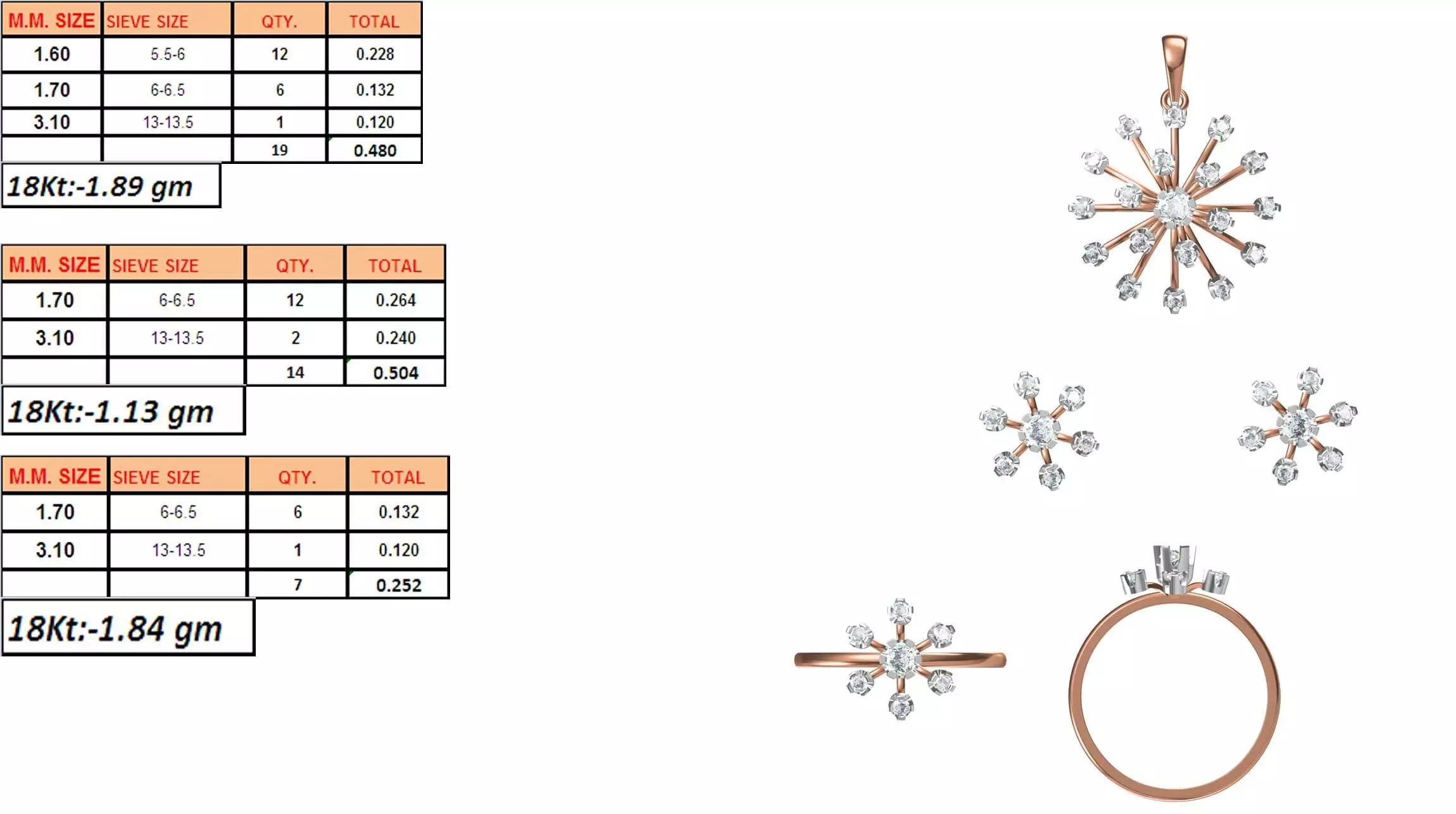 Light Weight Ring Pendant Earring Set STL OBJ FBX JCD Details 3D print model_0