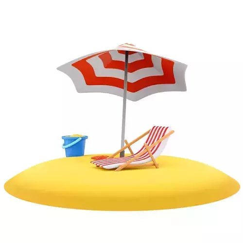 3d beach recreation area icon
