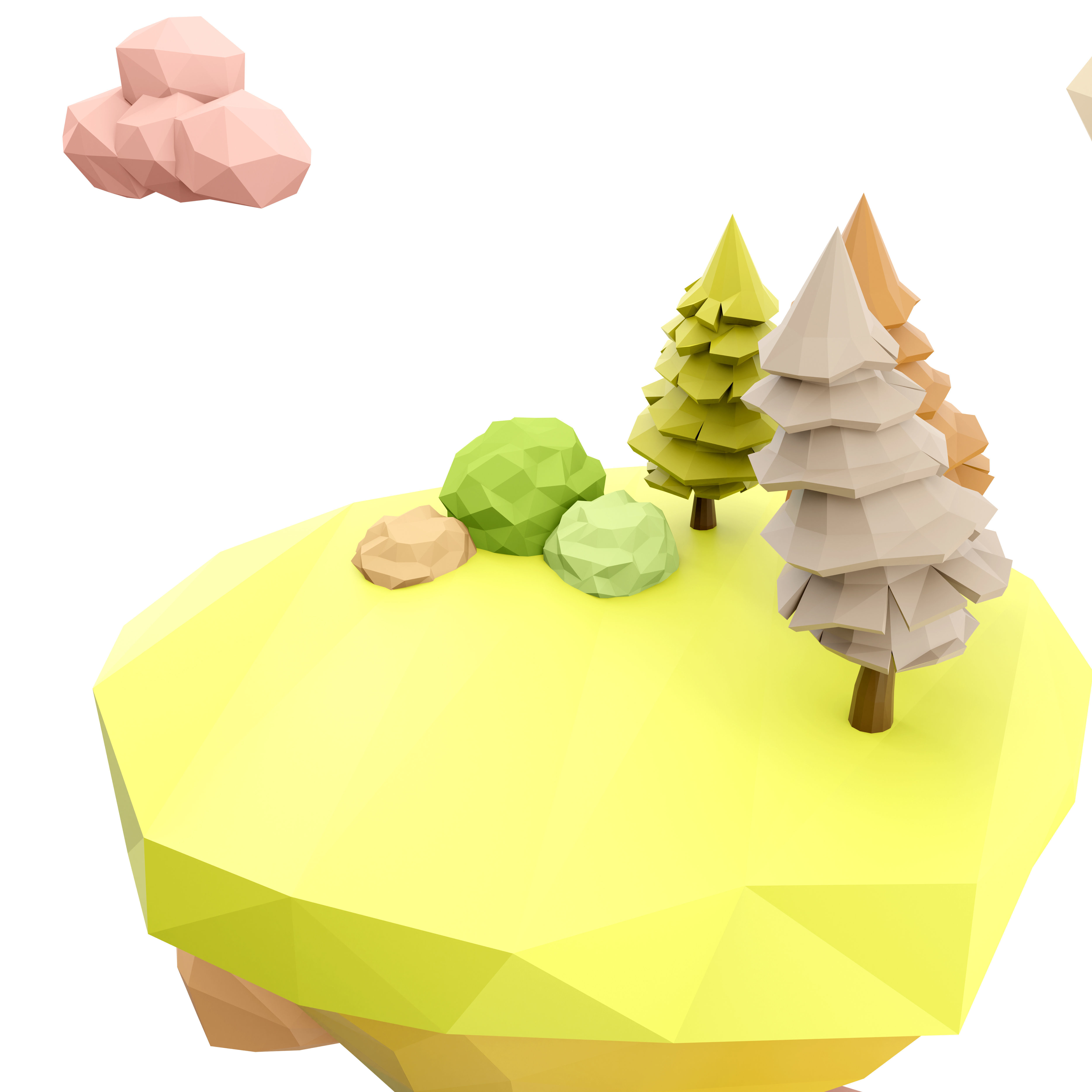 3d hovering green island icon 3D model_2